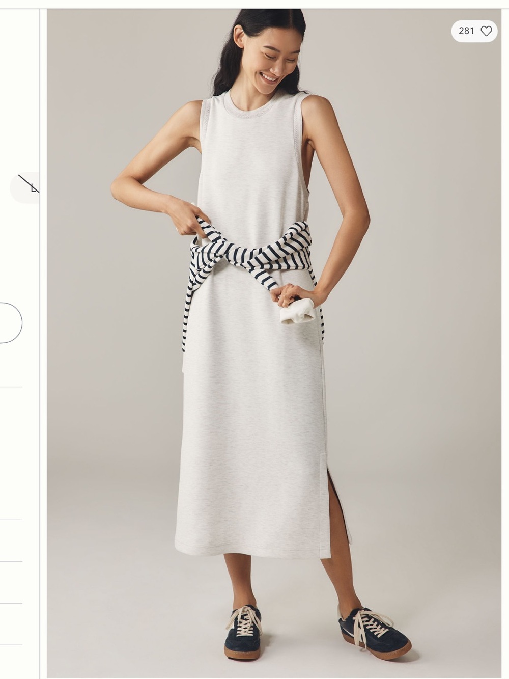 NEW Varley Beatrice Sleeveless Midi Dress-Ivory Marl, Super Soft- Size XS,S
